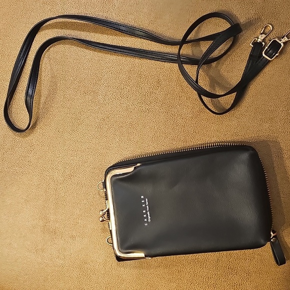 Carr Ken Black Crossbody Cell Phone Purse with Wallet/Gold Details, Great Gift! - Picture 6 of 8